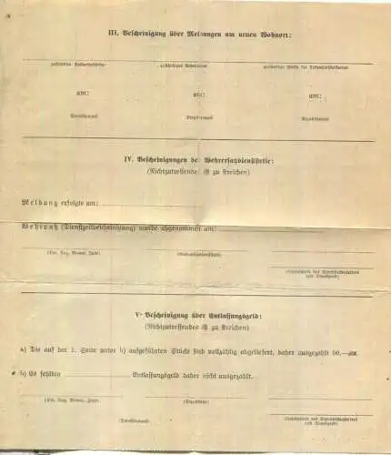 Entlassungsschein eines Marine Artillerie Gefreiten - Entlassung erfolgte wegen U.K. Stellung 1942