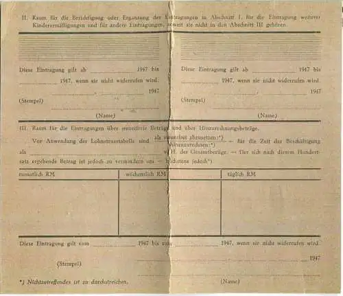 Lohnsteuerkarte 1947 - Stadt Berlin