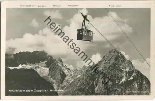 Kreuzeckbahn gegen Zugspitze und Waxenstein - Foto-Ansichtskarte - Verlag Hans Huber Garmisch-Partenkirchen