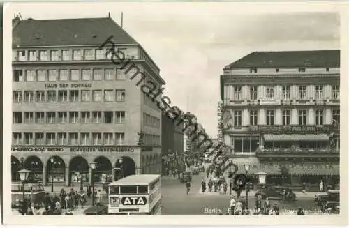 Berlin - Friedrichstrasse Ecke Unter den Linden - Haus der Schweiz - Cafe Viktoria - Foto-Ansichtskarte