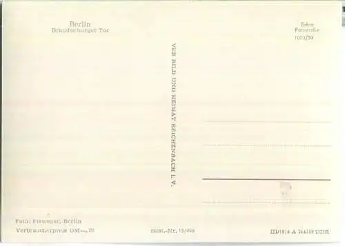 Berlin - Brandenburger Tor bei Nacht - VEB Bild und Heimat Reichenbach 50er Jahre