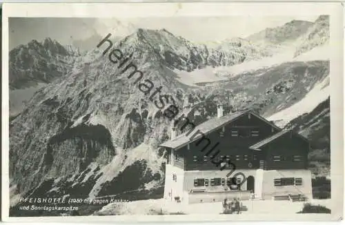 Pfeishütte gegen Kaskar- und Sonntagskarspitze - Foto-Ansichtskarte - Verlag Wilhelm Stempfle Innsbruck