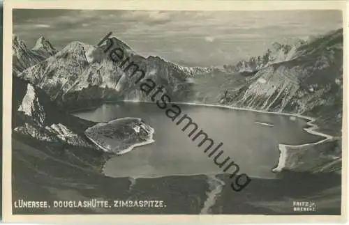 Lünersee - Douglashütte - Zimbaspitze - Foto-Ansichtskarte - Verlag Fritz jr. Bregenz 30er Jahre