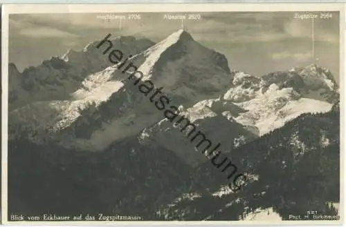 Blick vom Eckbauer auf das Zugspitzmassiv - Foto-Ansichtskarte - Verlag H. Birkmeyer Garmisch