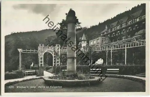 Wildbad im Schwarzwald - Partie im Kurgarten - Foto-Postkarte - Verlag Victor Weichert Stuttgart