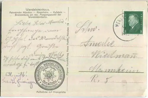 Wendelsteinhaus mit Gipfel - Foto-Ansichtskarte - Verlag Hans Huber München