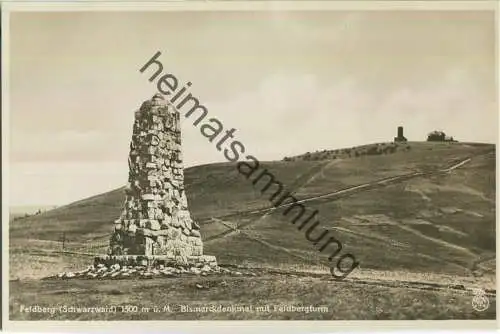 Feldberg - Bismarckdenkmal mit Feldbergturm - Foto-Ansichtskarte - Verlag Chr. Franz Titisee 30er Jahre