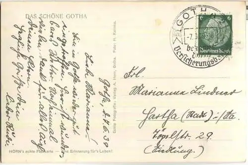 Gotha - Rathaus - Ratskeller und Schellenbrunnen - Foto-Ansichtskarte - Verlag A. Horn Gotha