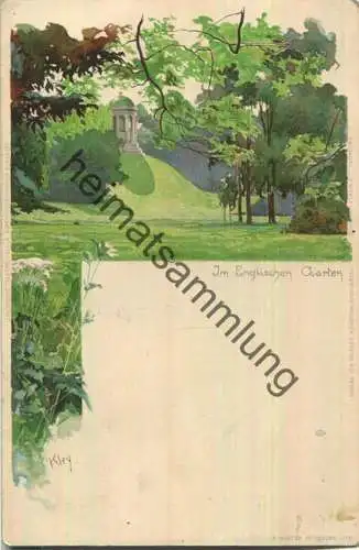 München - Im Englischen Garten - Künstlerkarte Kley - Verlag J. Velten Karlsruhe ca. 1900