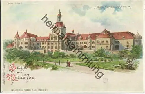 Gruss aus München - Neues National-Museum - Verlag Aug. Fleischmann München ca. 1900