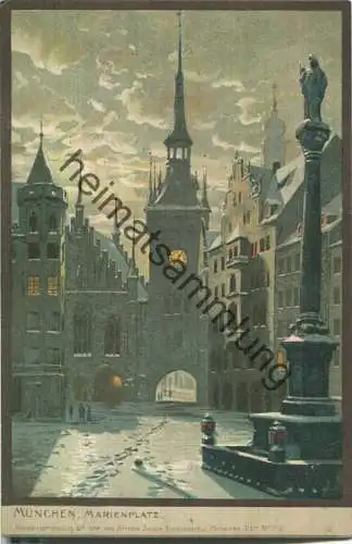 München - Marienplatz - Künstlerkarte Zeno Diemer - Verlag Ottmar Zieher München ca. 1900