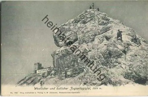 Westlicher und östlicher Zugspitzgipfel - Verlag B. Johannes Partenkirchen-Garmisch ca. 1900