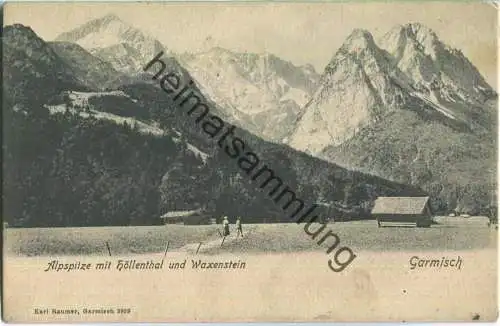 Alpspitze mit Höllenthal und Waxenstein - Verlag Karl Raumer Garmisch ca. 1900