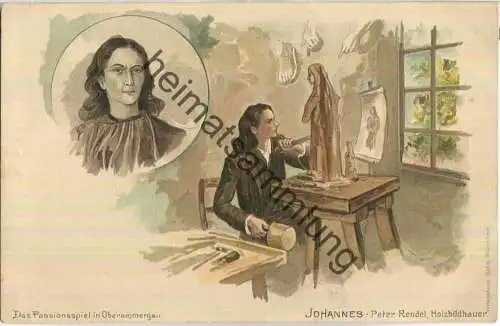 Das Passionsspiel in Oberammergau - Johannes - Peter Rendel Holzbildhauer - Verlag Salis München ca. 1900