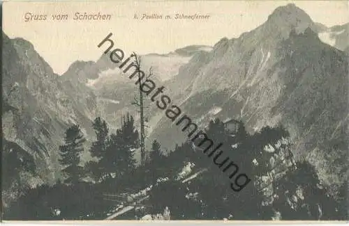 Gruss vom Schachen - kleiner Pavillon mit Schneeferner ca. 1900