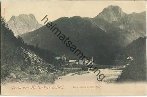 Gruss von Hinter-Riss - Risser-Falk und Thorkopf - Verlag A. Irl Mittenwald ca. 1900