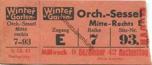 Deutschland - Berlin - Wintergarten - Dezember 1942 - Orch.-Sessel