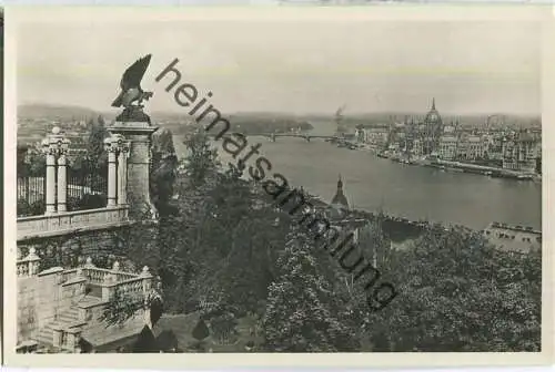 Budapest - Aussicht aus der königlichen Burg - Foto-Ansichtskarte - Verlag Rotophot r. t. Budapest 30er Jahre