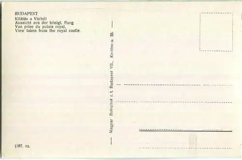 Budapest - Aussicht aus der königlichen Burg - Foto-Ansichtskarte - Verlag Rotophot r. t. Budapest 30er Jahre