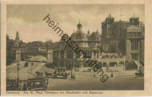 Hamburg - Am St. Pauli Fährhaus mit Hochbahn und Seewarte