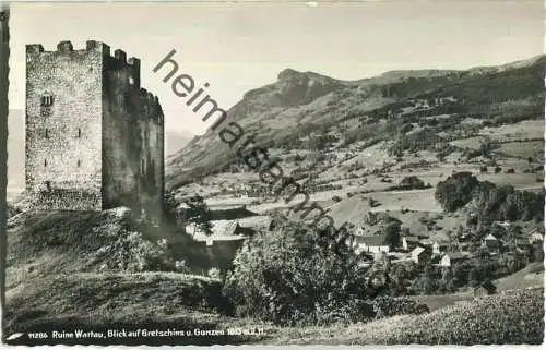 Ruine Wartau - Blick auf Gretschins und Gonzen - Foto-Ansichtskarte - Verlag Foto-Gross St. Gallen - Feldpost