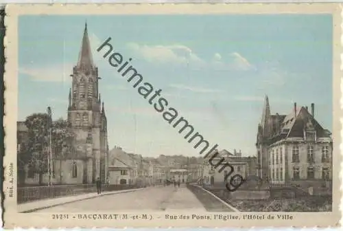 Baccarat - Rue des Ponts - l'Egise - l'Hotel de Ville - Edition C.L.B. Besancon
