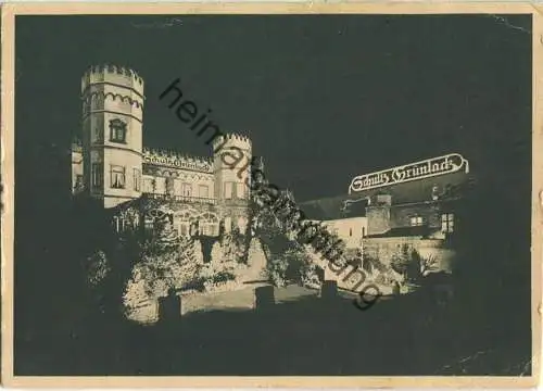 Nacht-Aufnahme der Sektkellerei Schultz Grünlack in Rüdesheim am Rhein 1928