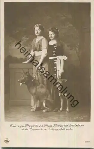 Erzherzogin Margarita und Maria Antonia mit ihren Hunden - Phot. H. C. Kosel Wien - Verlag NPG Nr. 5264
