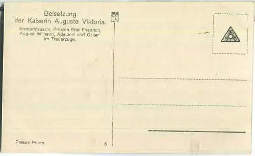 Beisetzung der Kaiserin Auguste Viktoria - Kronprinzessin - Prinzen im Trauerzuge - Presse Photo 6