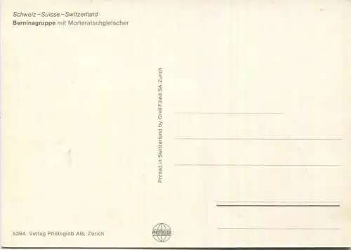 Berninagruppe mit Morteratschgetscher - AK-Grossformat - Verlag Photoglob AG Zürich