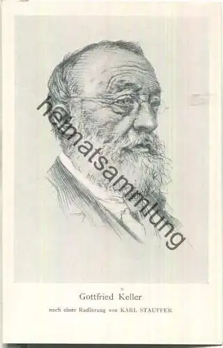 Gottfried Keller - nach einer Radierung von Karl Stauffer - Verlag Orell Füssli Zürich