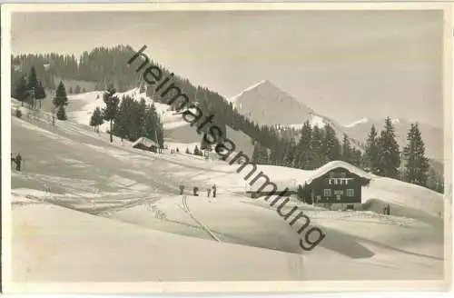 Cafe Moosbrugger über Hirschegg - Fuchsfarm - Foto-Ansichtskarte  - Verlag Gebr. Metz Tübingen