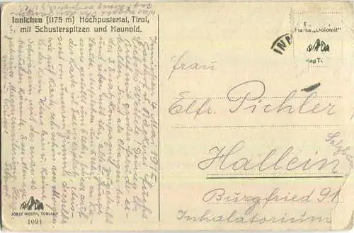 Innichen - Hochpustertal mit Schusterspitzen und Haunold - Verlag Josef Werth Toblach