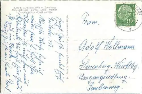 Bühl am Alpsee mit Zaumberg - Foto-Ansichtskarte - Verlag Hipp Immenstadt