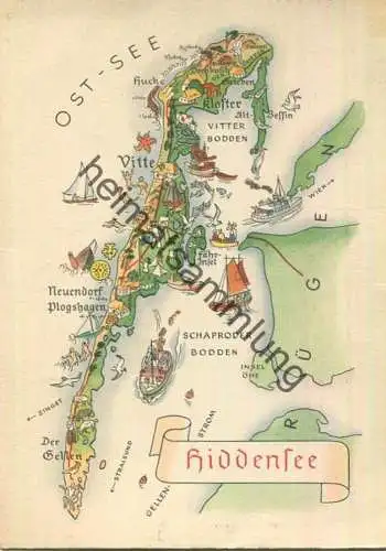 Hiddensee - Zeichnung A. Hoppe Leipzig - VEB Volkskunstverlag Reichenbach