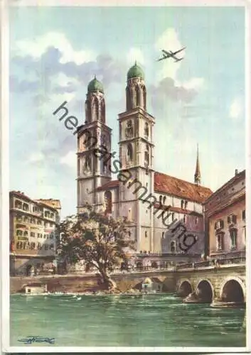 Zürich - Künstlerkarte - Verlag LAI Italienische Luftfahrtlinie