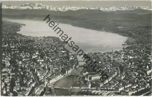 Zürich - Die innere Stadt vom Flugzeug aus - Foto-AK - Verlag Beringer & Pampaluchi Zürich