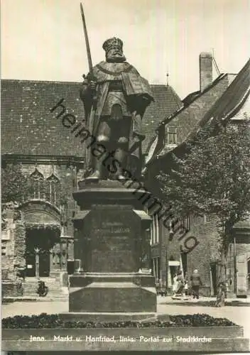 Jena - Markt und Hanfried - links Portal zur Stadtkirche - Foto-Ansichtskarte - Verlag Hermann Paris Jena 60er Jahre