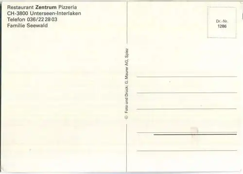 Interlaken Unterseen - Restaurant Zentrum - Verlag G. Maurer AG Spiez