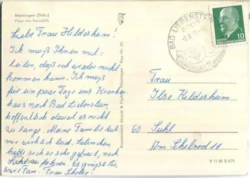 Meiningen - Platz der Republik - Foto-Ansichtskarte - Verlag Straub & Fischer Meiningen