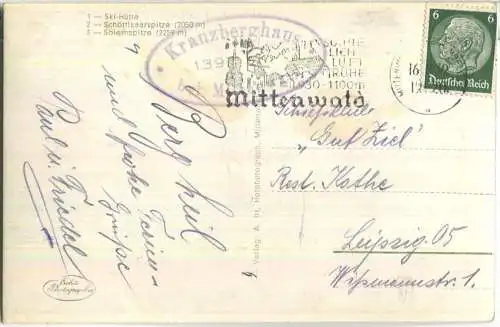 Hoher-Kranzberg bei Mittenwald - Kranzberghaus - Foto-Ansichtskarte - Verlag A. Irl Mittenwald