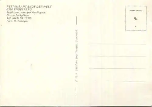 Engelberg - Restaurant Ende der Welt Fam. O. Infanger - AK Grossformat - Editione Engelberger Stansstad