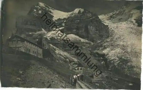Jungfraubahn - Station Eigergletscher und Eiger - Foto-Ansichtskarte - Verlag O. Nikles Interlaken 20er Jahre