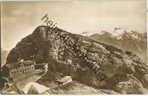 Pilatus Kulm mit Ausblick auf den Titlis - Foto-Ansichtskarte - Verlag Globetrotter AG Luzern 20er Jahre