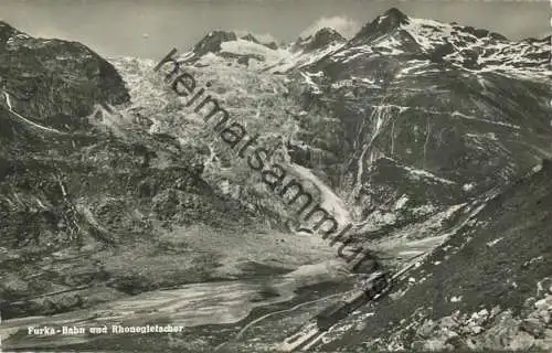 Furka-Bahn mit Rhonegletscher - Foto-AK - Verlag Photoglob-Wehrli AG Zürich