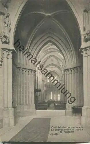 Cathedrale de Lausanne - La grande Nef vue depuis le Narthex - Edition Louis Burgy & Cie. Lausanne