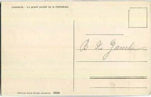 Lausanne - Le grand portail de la Cathedrale - Edition Louis Burgy Lausanne