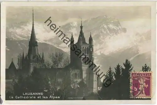 Lausanne - La Cathedrale et les Alpes - Foto-Ansichtskarte - Edition Perrochet-Matile Lausanne
