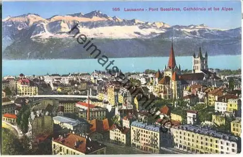 Lausanne - Pont Bessieres - Cathedrale et les Alpes - Edition Jaeger Geneve