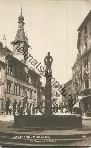 Lausanne - Hotel de Ville et Place de la Palud - Edition Perrochet & David - La Chaux-de-Fonds